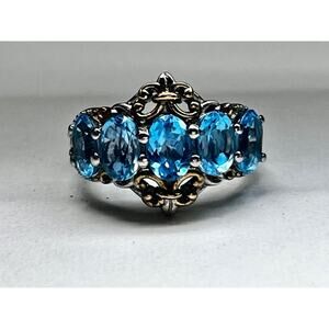 Genuine Blue  Apatite and two tone statement ring.